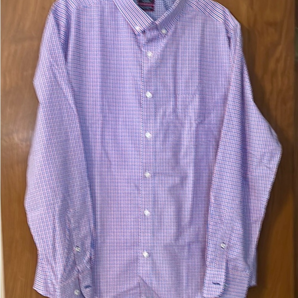 NWOT XXL slim fit UNTUCKit Pink and Blue Plaid Casual Button Down Shirt